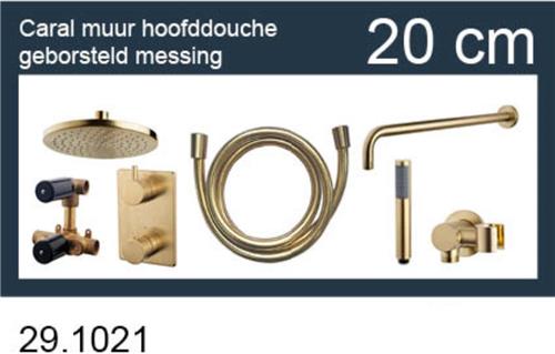 Wiesbaden Caral one-pack inbouwthermostaatset - hoofddouche rond 20cm - type 402 - geborsteld messing