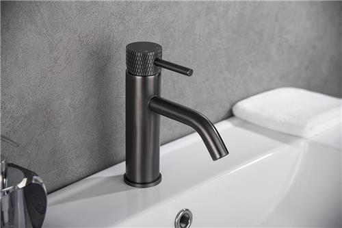 Wastafelkraan Wiesbaden Ribbd Opbouw Mengkraan Gunmetal