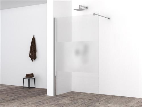 Wiesbaden Partly inloopdouche 120x200cm 10mm NANO coating glas met gedeeltelijk mat glas aluminium profiel zilver