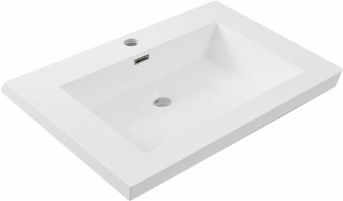 Wiesbaden Vision Wastafel - Kunstmarmer - 1 kraangat - 60 x 47 cm - Wit