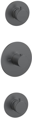 Wiesbaden Dreams afbouwdeel thermostatische douchekraan met 2 stopkranen gunmetal