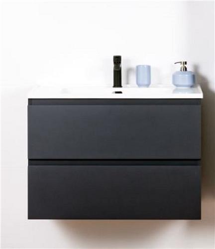 Sanifun Badkamermeubel Matt 800-1  800 mm | Hangend | Grijs | Inclusief Keramische Wastafel