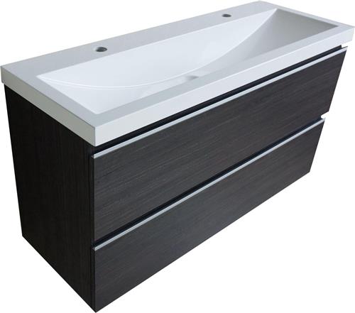 Badmeubel WB onderkast houtnerf grijs 100x36cm tweegats