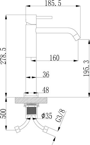 Wiesbaden Style XL Wastafel mengkraan - Goud Look - Geborsteld Messing
