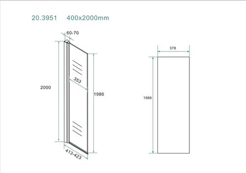 Wiesbaden Comfort scharnierende zijwand 40cm met muurprofiel NANO coating 10mm