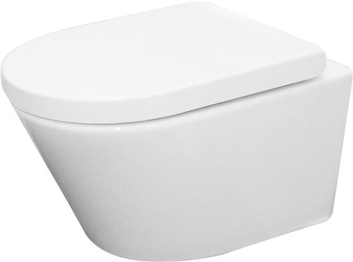 Wiesbaden Vesta Wandcloset - 52 cm - Zonder spoelrand - Met soft-close WC-bril - Wit
