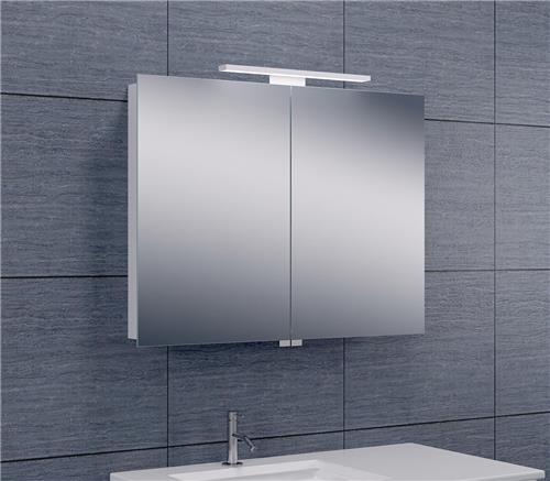 Spiegelkast Larissa 80x60x14cm Aluminium LED Verlichting Stopcontact Binnen en Buiten Spiegel Glazen Planken