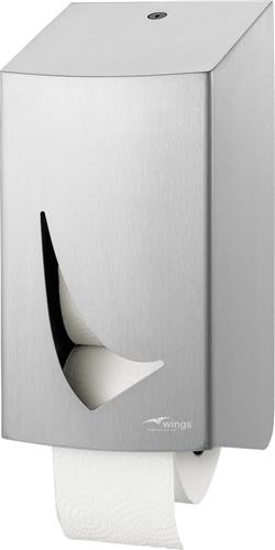 Toiletroldispenser 2-rols - Kokerloos - RVS - Wings