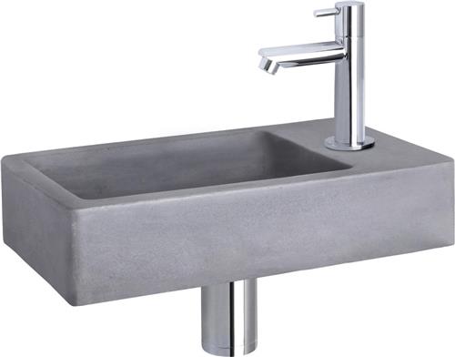 Differnz Force Fonteinset - Wasbak Beton - Donkergrijs - Rechte Kraan - Chroom - Standaard Greep - 40 x 22 x 8 cm