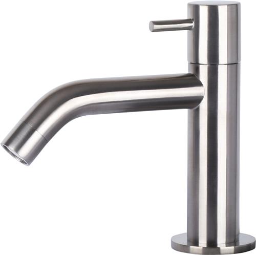 Differnz Wastafelkraan Gebogen  Kraan Koud Water  Toiletkraan  Mat Chroom