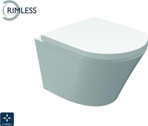 Wiesbaden Vesta spoelrandloos wandcloset compact 47cm met zitting wit