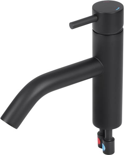 Differnz Wastafelkraan - Mengkraan - Gebogen Kraan - Koud/Warm - Mat Zwart