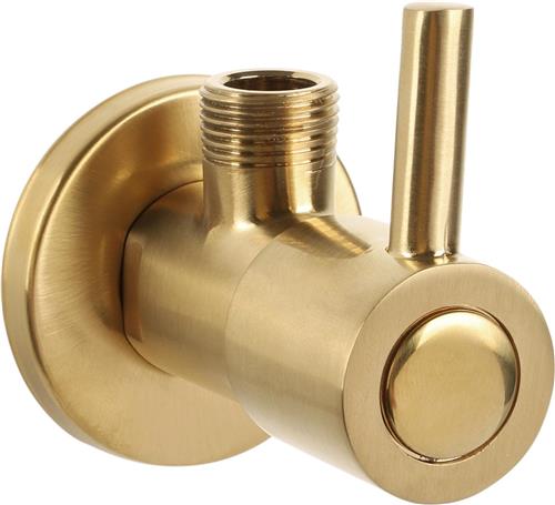Differnz Hoekstopkraan Mat Goud  Met Rozet 1/2"/ 3/8"  Toiletkraan