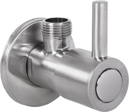 Differnz Hoekstopkraan Mat Chroom  Met Rozet 1/2"/ 3/8"  Toiletkraan