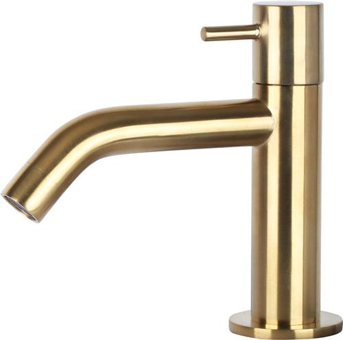 Differnz Wastafelkraan Gebogen  Kraan Koud Water  Toiletkraan  Mat Goud