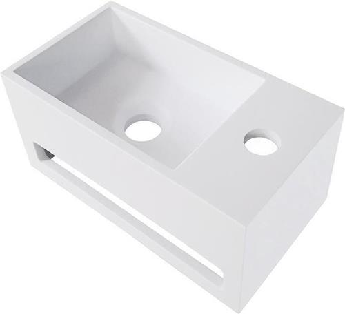 Wiesbaden Julia fonteinbak 35.6x20.3x15.9cm met handdoekhouder kraangat rechts solid surface wit
