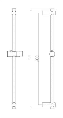Wiesbaden Caral Glijstang 74,2 cm. - RVS
