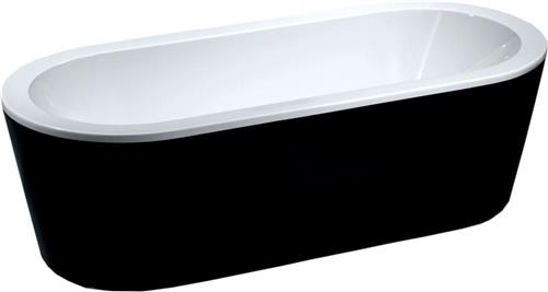 Xellanz Nero - Ligbad Vrijstaand - 80x178x55cm - Zwart/Wit - Ovaal - Acryl