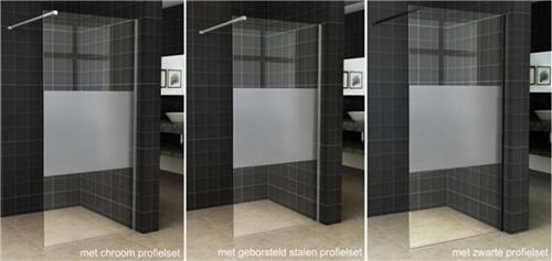 Wiesbaden Slim - Inloopdouche / Douchewand - 120x200 - Helder / Mat Glas - Antikalk - 8mm Veiligheidsglas - Excl. Stabilisatiestang en Profielset