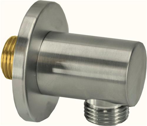 Wiesbaden Luxe Messing Muur Doucheaansluiting Rond 1/2 Geborsteld Staal