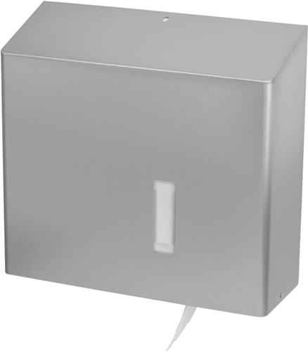 SanTRAL® Classic RHU 31 E Steel Touch (ST), toiletpapierdispenser voor grote rollen tot ca. 330 mm diameter, gepolijst roestvrij staal, met anti-vingerafdrukcoating, afsluitbaar, met kijkvenster