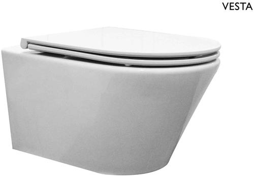 Wiesbaden Vesta Wandcloset - Met flatline 2.0 WC-bril - Wit