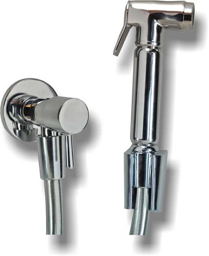 Wiesbaden Caral Complete set knijp handdouche met slang en hoekstopkraan 1