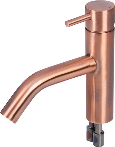 Differnz Wastafelkraan - Mengkraan - Gebogen Kraan - Koud/Warm - Rood Koper