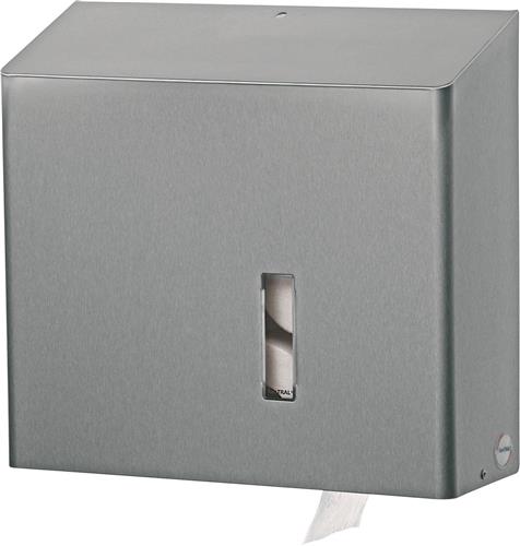 SanTRAL® Classic MRU E Steel Touch (ST), toiletpapierdispenser voor 4 standaard toiletpapierrollen,