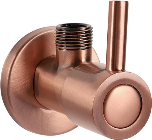 Differnz Hoekstopkraan Rood Koper  Met Rozet 1/2"/ 3/8"  Toiletkraan