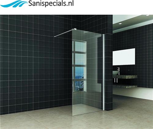 Wiesbaden Brush inloopdouche met RVS profiel 100x200cm 10mm glas met NANO coating