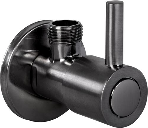 Differnz Hoekstopkraan Gun Metal  Met Rozet 1/2/ 3/8  Toiletkraan
