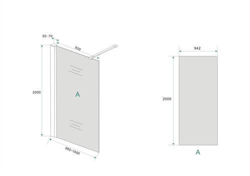 Wiesbaden Smoke inloopdouche met rookglas en muurprofiel 100x200cm NANO coating veiligheidsglas 10mm