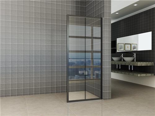 Douchewand inloopdouche 90x200 zwart met handdoekhouder