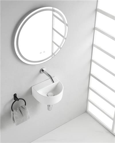 Wiesbaden Lara halfrond fonteintje 30x25x12cm zonder kraangat wit