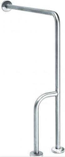 Grab bar van wand tot vloer RVS met extra steunpunt rechts van MediQo-line