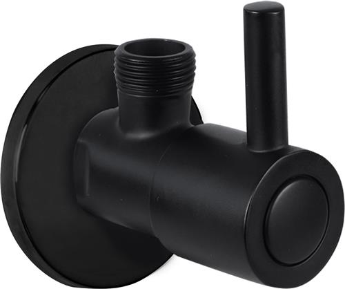Differnz Hoekstopkraan Mat Zwart  Met Rozet 1/2"/ 3/8"  Toiletkraan