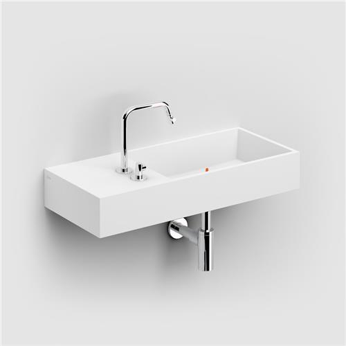 Clou Wash Me wastafel 75x32cm voorbewerkte kraangaten aluite Wit mat