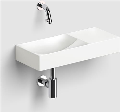 Clou Vale fonteinen keramiek fontein 45x19x7cm voorbewerkt kraangat rechts Wit mat