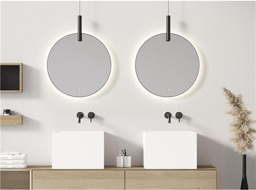 Looox Mirror collection spiegel - rond 100cm - ind.LED verl. sp.verw. m.black