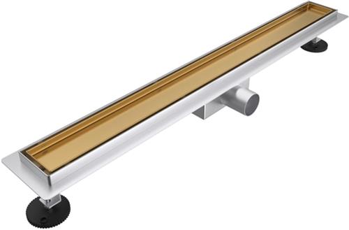 Fortifura Galeria douchegoot - 200cm - tegelrooster - vloerflens - Geborsteld Messing PVD (Goud)
