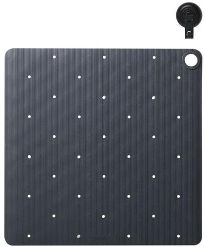 Sealskin Ribb - Antislip douchemat 55x55 cm - Antraciet - inclusief zwarte haak