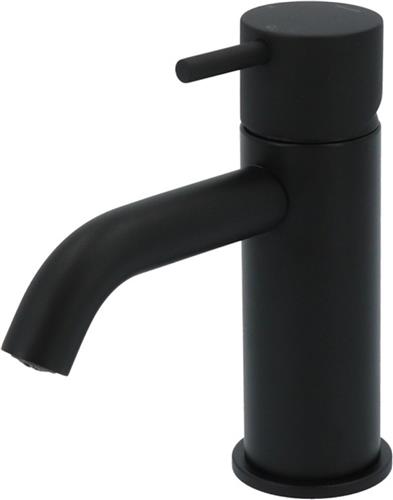 Wastafelmengkraan Hotbath Cobber 1-hendel Gebogen 14.3 cm Mat Zwart