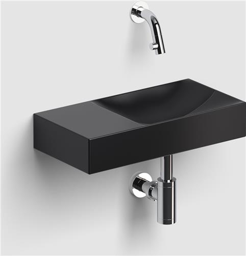 Clou Vale fonteinen keramiek fontein 38x19x7cm voorbewerkt kraangat links Zwart mat