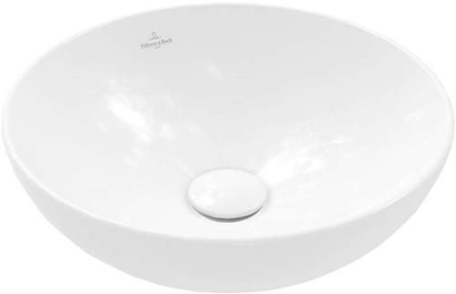 Opzetwastafel, diameter 380 mm, met overloop, CeramicPlus, Stone White