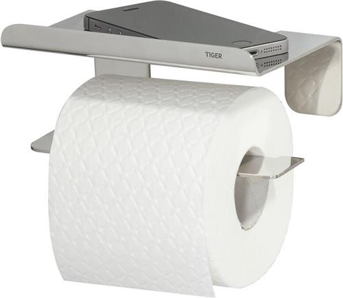 Tiger Colar - Wc rolhouder met planchet - Zonder te boren - Toiletrolhouder zelfklevend - RVS gepolijst