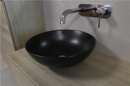 INK® Otello opbouw waskom rond porselein 40x12cm, mat zwart