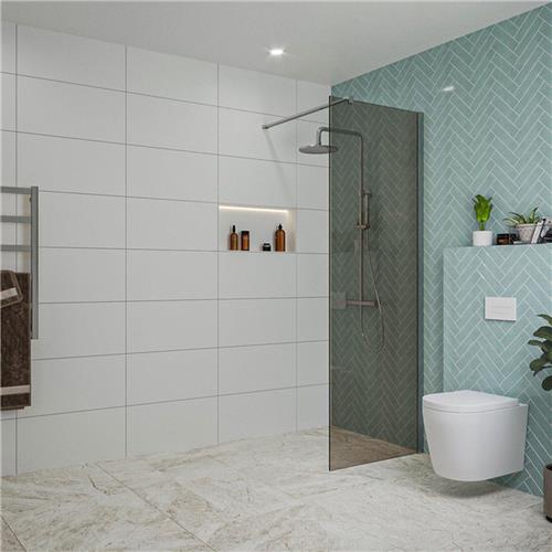 Fortifura Galeria inloopdouche - 70x200cm - rookglas - wandarm - chroom