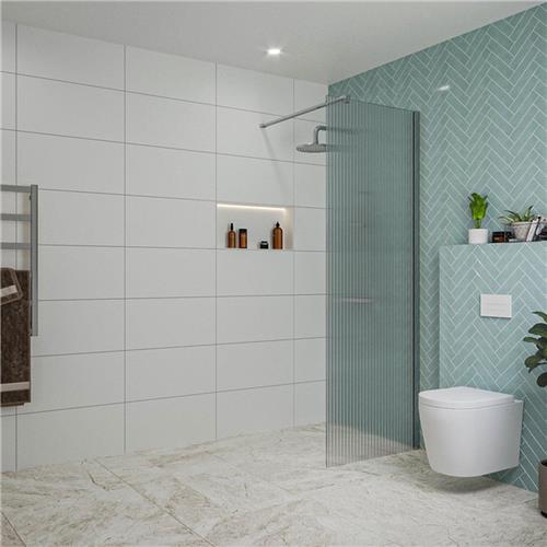 Fortifura Galeria inloopdouche - 70x200cm - ribbelglas - wandarm - chroom