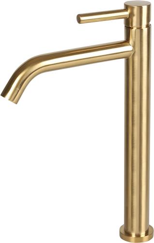 Differnz Wastafelkraan Hoog  Gebogen  Mengkraan Koud en Warm  Goud